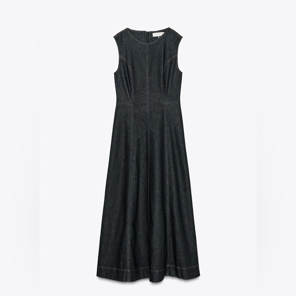 ZARA S Dark Denim Sleeveless Midi dress Z1975 Coll. | NWT